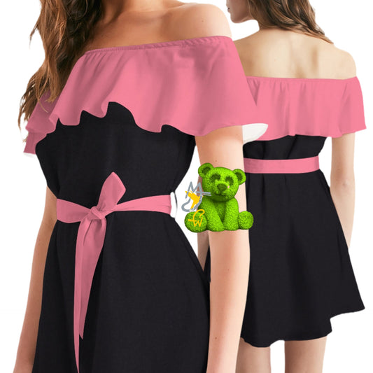 Light color  Women's All-Over Print Off-Shoulder Dress