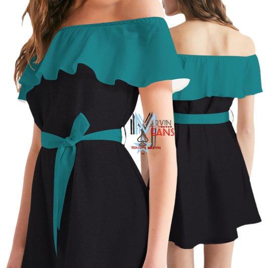 123 Women's All-Over Print Off-Shoulder Dress