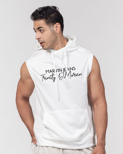 All white BY MARVIN JEANS Men's Premium Heavyweight Sleeveless Hoodie