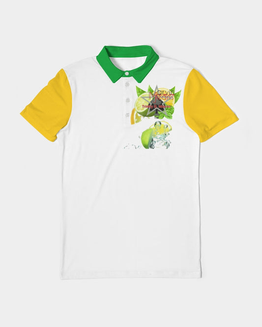 Lemon Lime splash Green Bay  by Marvin Jeans and Trinity D Marvin Men's Slim Fit Short Sleeve Polo