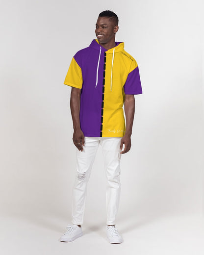 Purple half yellow BY MARVIN JEANS Men's Premium Heavyweight Short Sleeve Hoodie