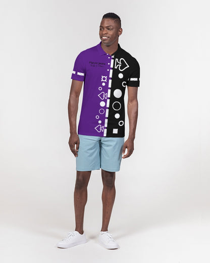 Purple Half black BY MARVIN JEANS Men's Slim Fit Short Sleeve Polo