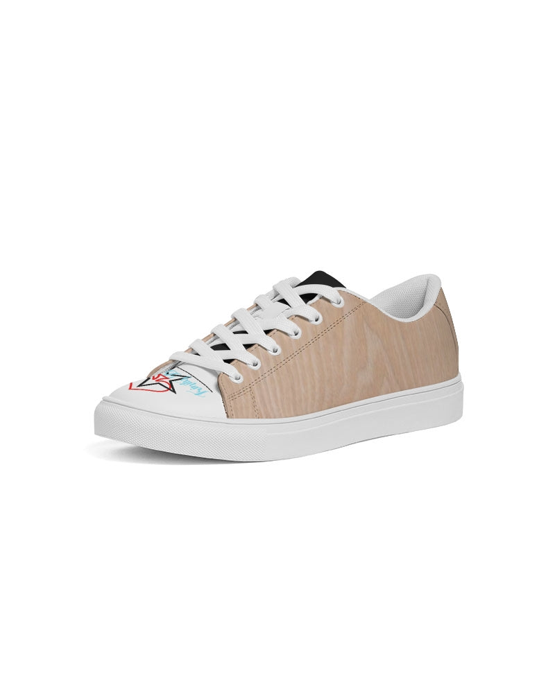 Woodgrain, two logo's Men's Faux-Leather Sneaker
