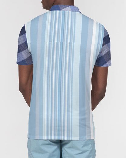 Blue stripes mix Men's Slim Fit Short Sleeve Polo