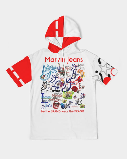Logo's red by Marvin Jeans and Trinity D Marvin Men's Premium Heavyweight Short Sleeve Hoodie
