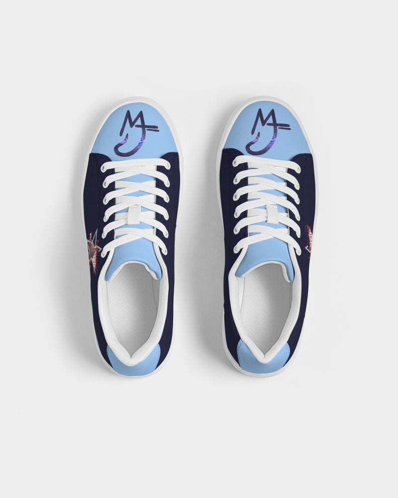 Navy blue baby blue Men's Faux-Leather Sneaker