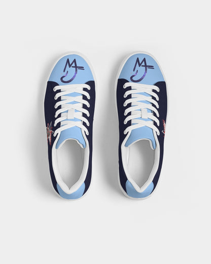 Navy blue baby blue Men's Faux-Leather Sneaker