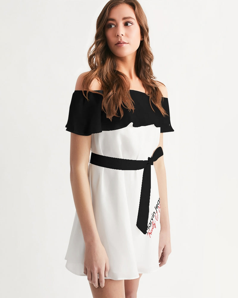 Black and white Women's Off-Shoulder Dress