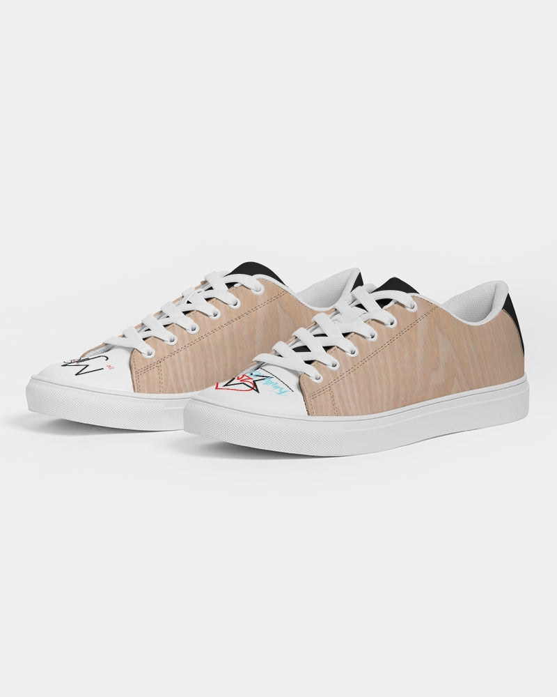 Woodgrain, two logo's Men's Faux-Leather Sneaker