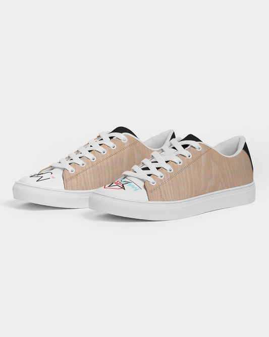 Woodgrain, two logo's Men's Faux-Leather Sneaker
