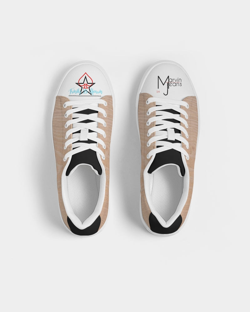 Woodgrain, two logo's Men's Faux-Leather Sneaker