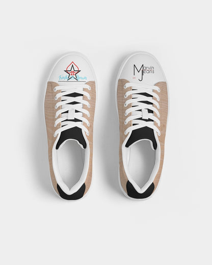 Woodgrain, two logo's Men's Faux-Leather Sneaker