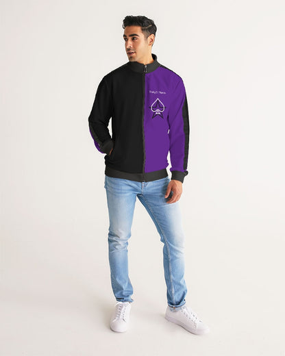 Purple half black BY MARVIN JEANS Men's Stripe-Sleeve Track Jacket
