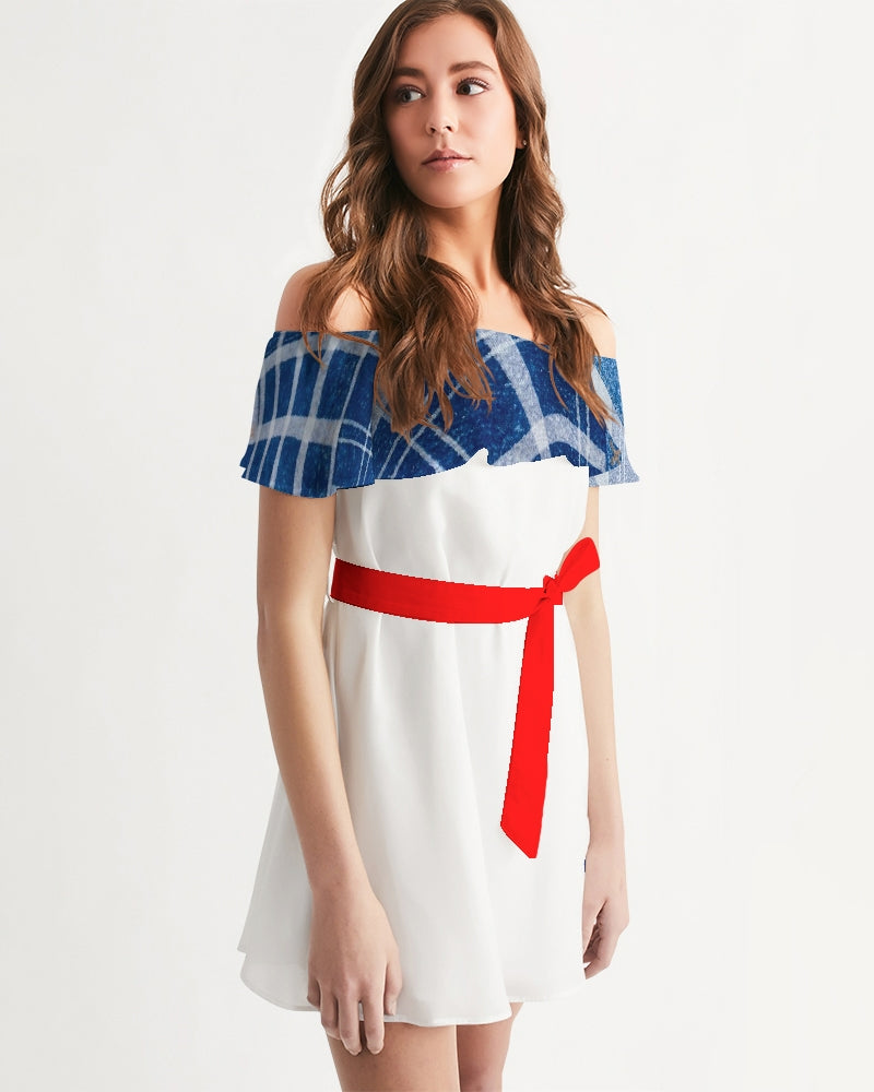 Denim Red by Marvin Jeans and Trinity D Marvin Women's Off-Shoulder Dress
