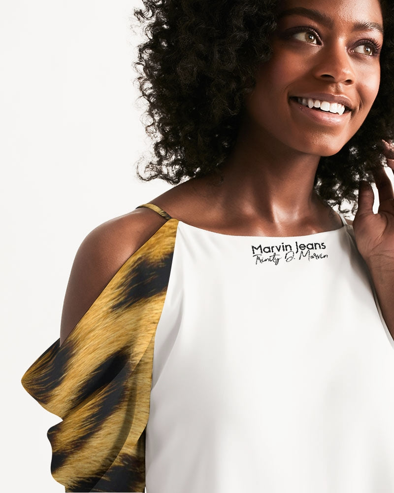 Leopard by Marvin Jeans Women's Open Shoulder A-Line Dress