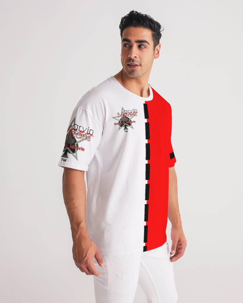 Red half white BY MARVIN JEANS Men's Premium Heavyweight Tee