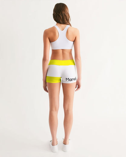 Light Yellow by Marvin Jeans Women's Mid-Rise Yoga Shorts