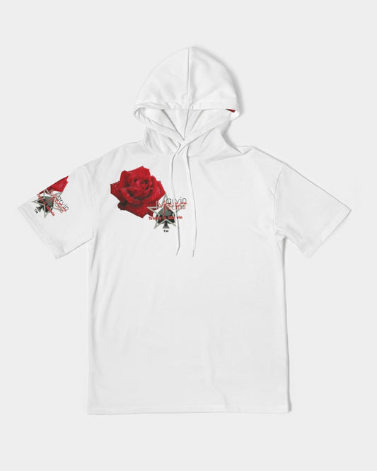 Red rose by Marvin Jeans and Trinity D Marvin Men's Premium Heavyweight Short Sleeve Hoodie