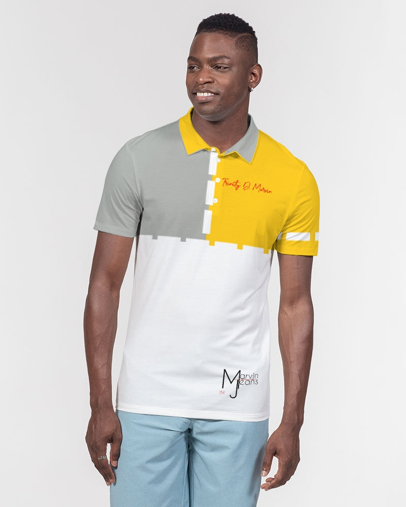 Yellow mixture BY MARVIN JEANS Men's Slim Fit Short Sleeve Polo