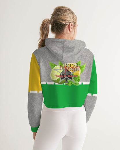 Lemon Lime Green Bay cool grey by Marvin Jeans and Trinity D Marvin Women's Cropped Hoodie