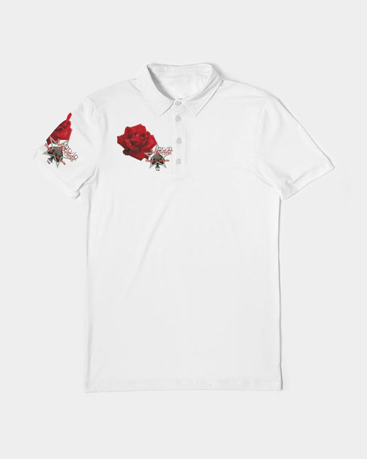 Red rose white by Marvin Jeans and Trinity D Marvin Men's Slim Fit Short Sleeve Polo