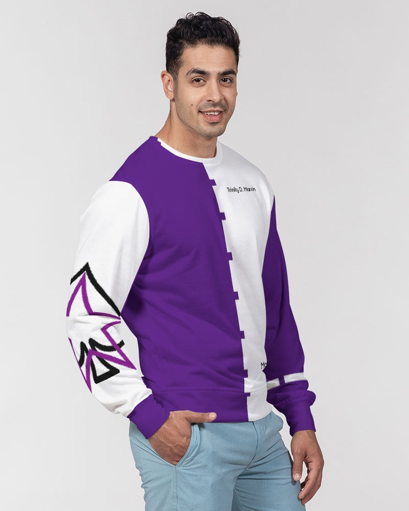 Purple half white Men's Classic French Terry Crewneck Pullover