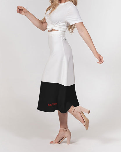 Black and white BY MARVIN JEANS Women's A-Line Midi Skirt