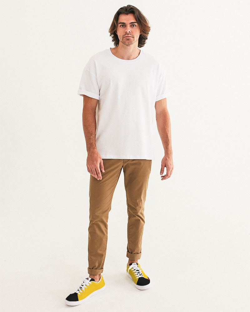 Yellow black Men's Faux-Leather Sneaker