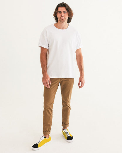 Yellow black Men's Faux-Leather Sneaker