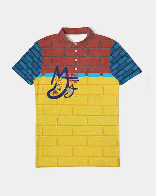 Brick city mix red, yellow , blue by Marvin Jeans and Trinity D Marvin Men's Slim Fit Short Sleeve Polo
