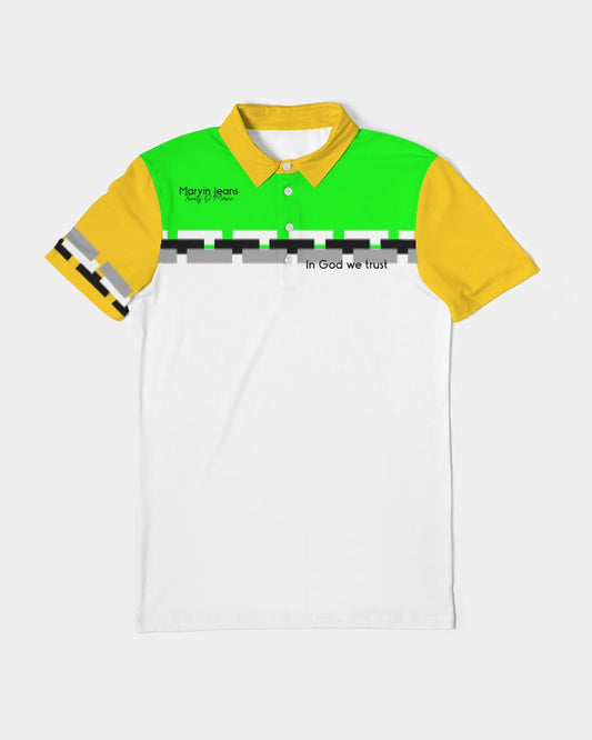 Lemon Lime Green Bay  BY MARVIN JEANS Men's Slim Fit Short Sleeve Polo