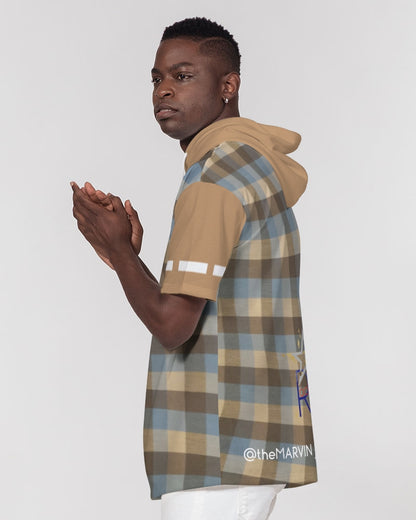 Rocstar @plaids by Marvin Jeans and Trinity D Marvin Men's Premium Heavyweight Short Sleeve Hoodie