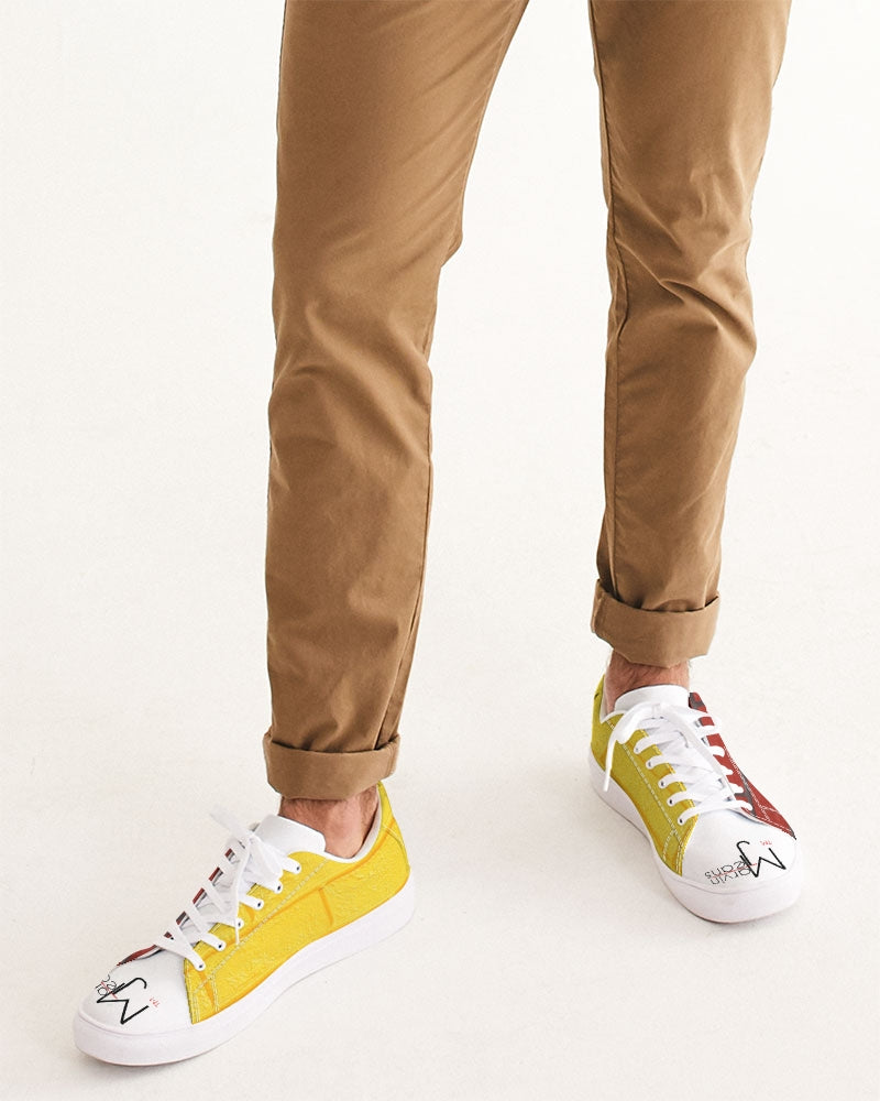 Brick city Yellow red by Marvin Jeans and Trinity D Marvin Men's Faux-Leather Sneaker