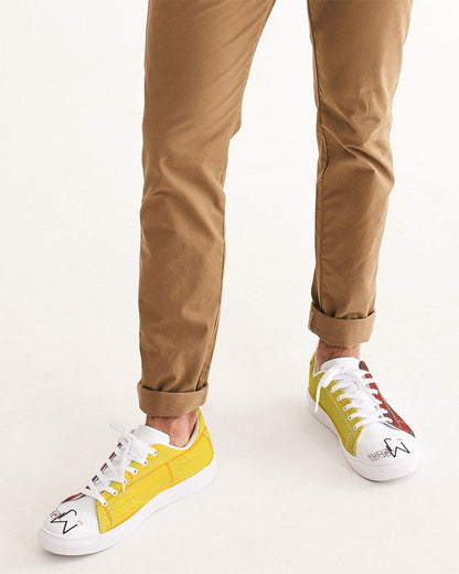 Brick city Yellow red by Marvin Jeans and Trinity D Marvin Men's Faux-Leather Sneaker