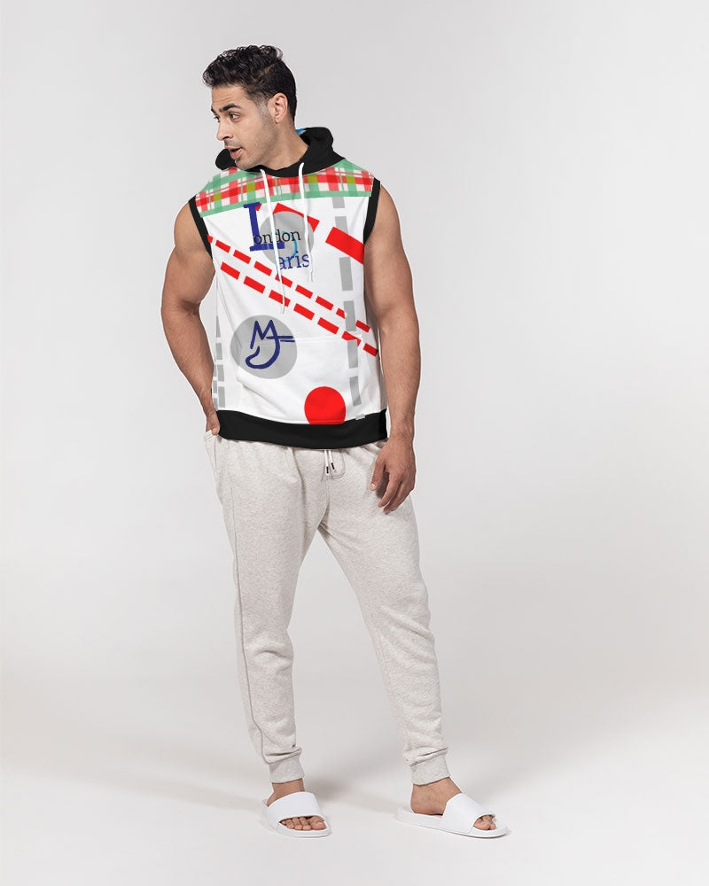 London Paris off grid by Marvin Jeans and Trinity D Marvin Men's Premium Heavyweight Sleeveless Hoodie