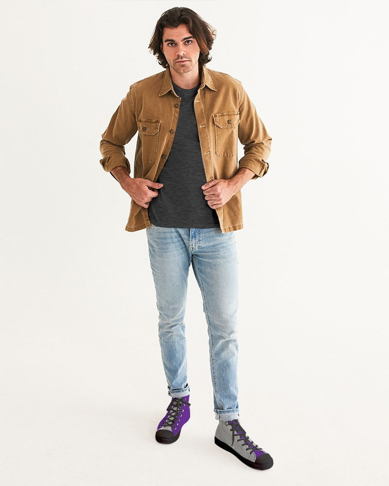Cool grey mix half purple by Marvin Jeans and Trinity D Marvin Men's Hightop Canvas Shoe - Black