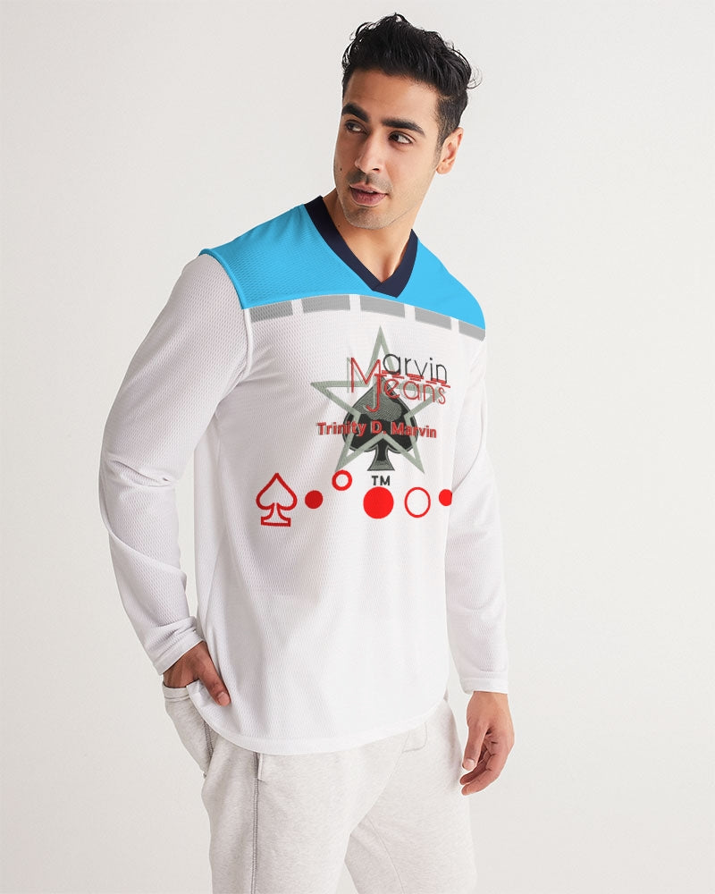 Loud blue by Marvin Jeans and Trinity D Marvin Men's Long Sleeve Sports Jersey