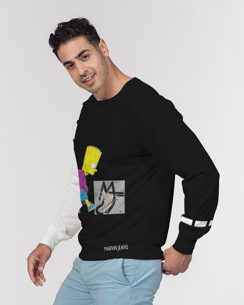 Black and white by Marvin Jeans Men's Classic French Terry Crewneck Pullover