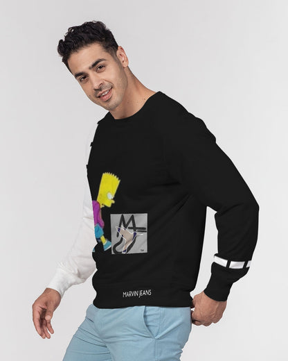 Black and white by Marvin Jeans Men's Classic French Terry Crewneck Pullover
