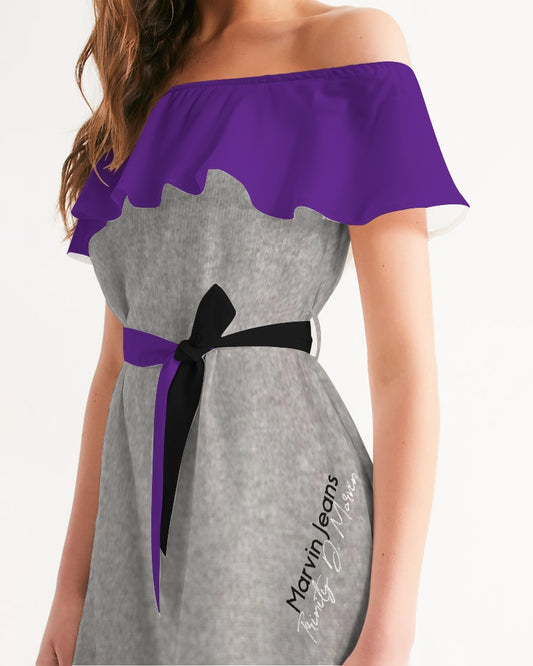 Purple cool grey by Marvin Jeans and Trinity D Marvin Women's Off-Shoulder Dress