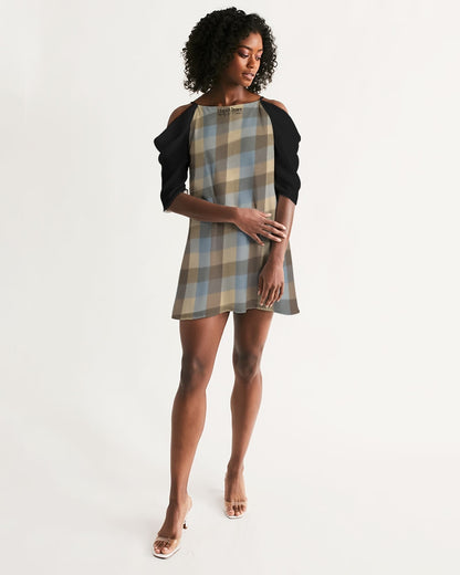 @plaids Women's Open Shoulder A-Line Dress