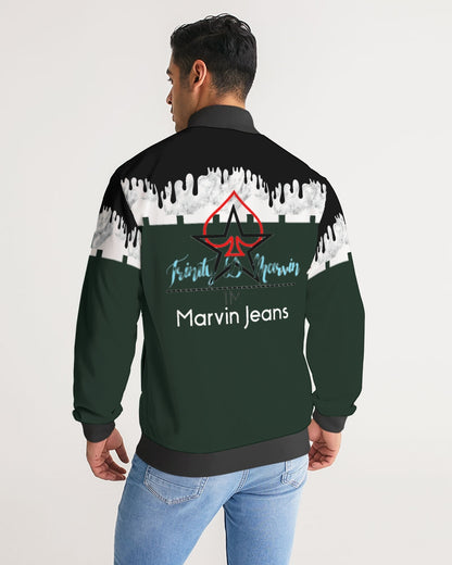 Dark green by Marvin Jeans and Trinity D Marvin Men's Stripe-Sleeve Track Jacket