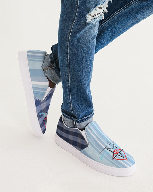 Blue stripes mix BY MARVIN JEANS Men's Slip-On Canvas Shoe