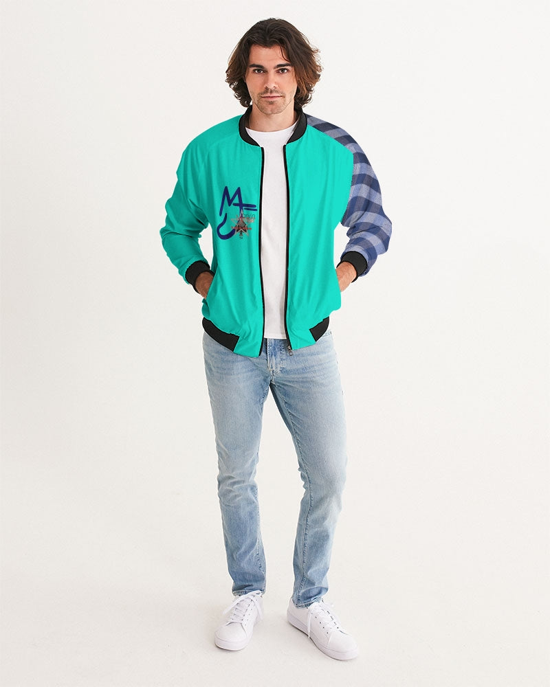 Dark mint blue stripe sleeve by Marvin Jeans and Trinity D Marvin Men's Bomber Jacket