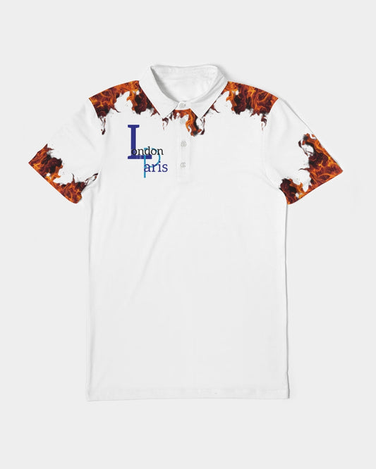 London Paris fire by Marvin Jeans and Trinity D Marvin Men's Slim Fit Short Sleeve Polo