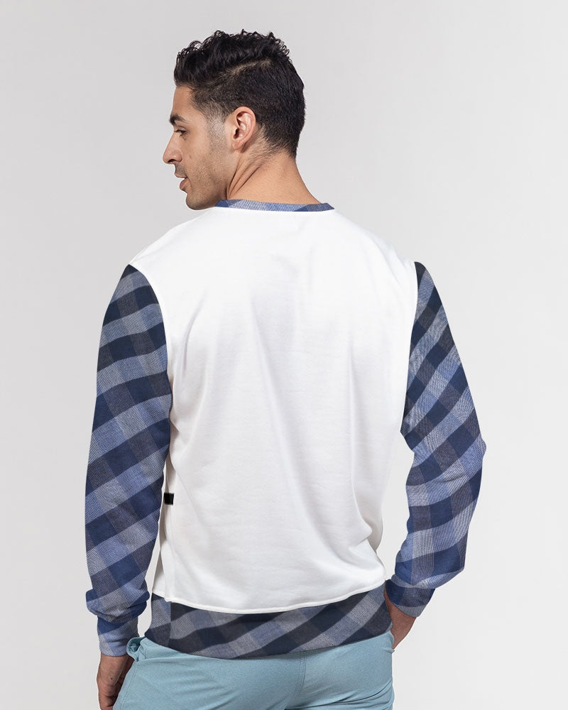 Double splash blue stripes by Marvin Jeans and Trinity D Marvin Men's Classic French Terry Crewneck Pullover