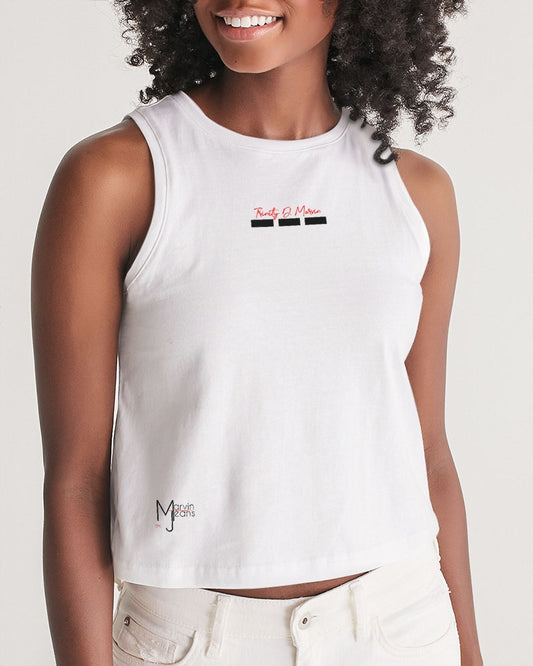 All white by Trinity D. Marvin Women's Cropped Tank