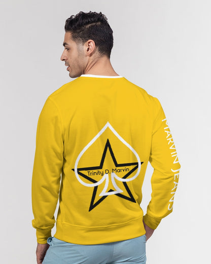 Yellow BY MARVIN JEANS Men's Classic French Terry Crewneck Pullover