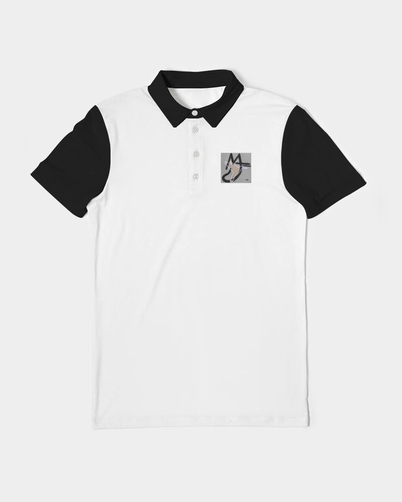 Black and white BY MARVIN JEANS Men's Slim Fit Short Sleeve Polo