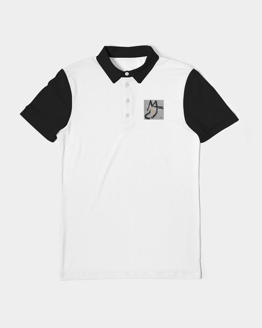 Black and white BY MARVIN JEANS Men's Slim Fit Short Sleeve Polo